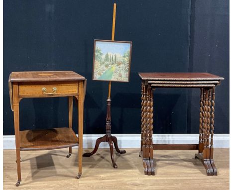 A Sheraton Revival mahogany Pembroke-form occasional table, 70.5cm high, 49cm opening to 94cm wide, 55cm deep; a George III s