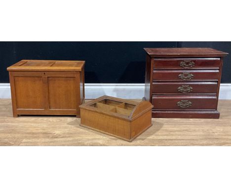 A late Victorian mahogany table top chest of four long collector's or filing drawers, c.1890; an early 20th century counter t