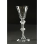 A GOOD GEORGIAN WINE GLASS with opaque twist stem.