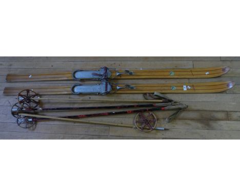 A pair of vintage Hochgrat ski's together with two sets of poles CONDITION REPORT: See photos