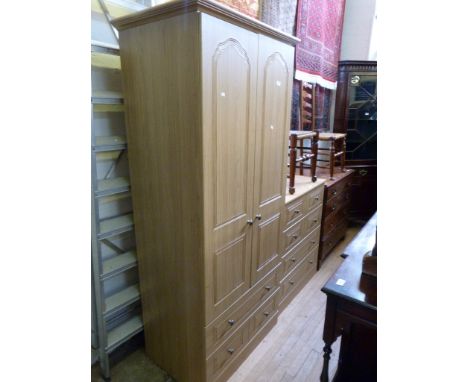 Modern light wood effect wardrobe and matching bedroom chest 
