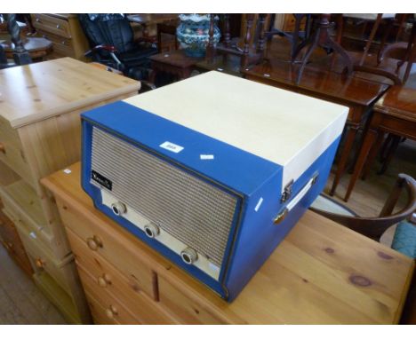A vintage Dansette record player (sold electrically untested)  CONDITION REPORT: some lifting of the fabric and scuffs to the