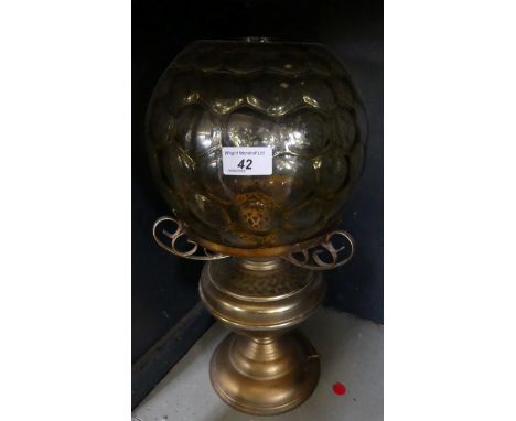 A brass based oil lamp with later electrical conversion (sold electrically untested)   CONDITION REPORT:  Some very slight ch