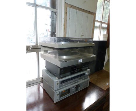 A Vintage Toshiba hi-fi system and speakers (sold electrically untested) 