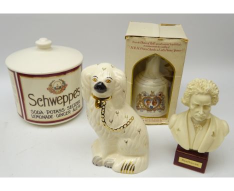 Schweppe's ceramic advertising ice pail, Prince Charles & Lady Diana commemorative Bell's Scotch Whisky, boxed with contents,