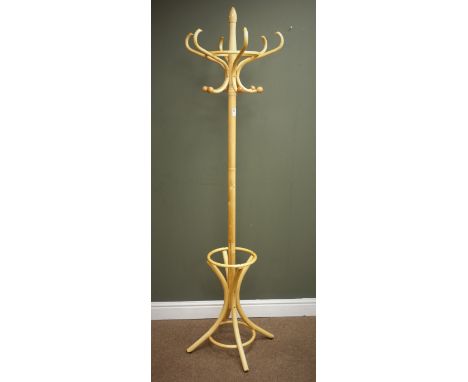 Light wood hat and coat stand, H185cm Condition Report Click here for further images, condition, auction times & delivery cos