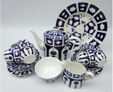 Royal Crown Derby unfinished tea set comprising teapot, six cups and saucers, five tea plates, sugar bowl, milk jug and plate