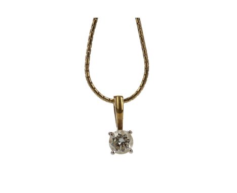 DIAMOND SOLITAIRE PENDANT, set with a round brilliant cut diamond of approximately 0.30 carats, on an eighteen carat gold cha