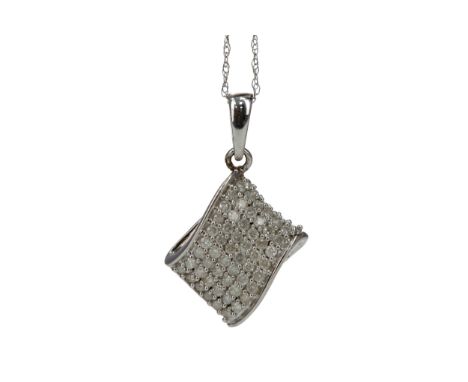 DIAMOND PENDANT, set with round brilliant cut diamonds totalling approximately 0.40 carats, marked 9K, on a chain marked 10K,