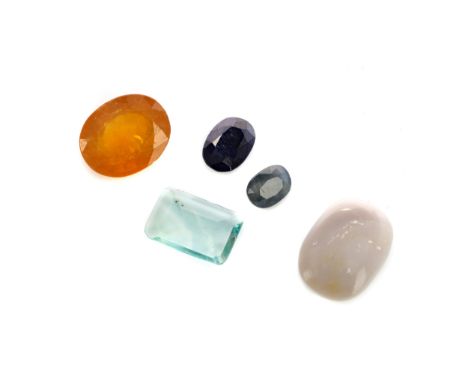 **COLLECTION OF CERTIFICATED UNMOUNTED GEMS, including a 14.81 carat opal, 21.60 carat dyed yellow sapphire, 3.45 carat sapph