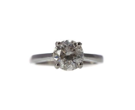 DIAMOND SOLITAIRE RING, set with a round brilliant cut diamond of approximately 2.35 carats, marked PT950, size L 1/2, 6.1g
