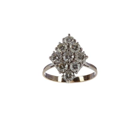 DIAMOND DRESS RING, set with round brilliant cut diamonds totalling approximately 1.65 carats, marks indistinct, size O, 3.8g