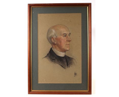 20th century British - Portrait of the Canon Herbert Maycock - initialled 'JHD' and dated 1925 lower right, pencil and pastel