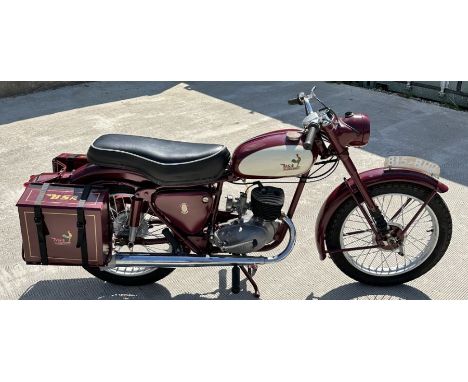 A 1958 BSA Bantam D5 175cc registration no.  815 BHW, frame no.  FD52958, engine no.  ED5B2387, maroon.  This restored D5 Ban