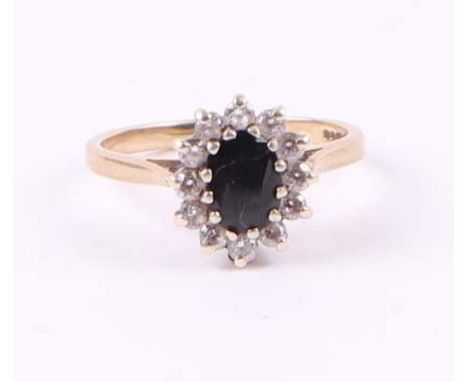 A 9ct gold cluster dress ring, approx UK size 'N', 3g.