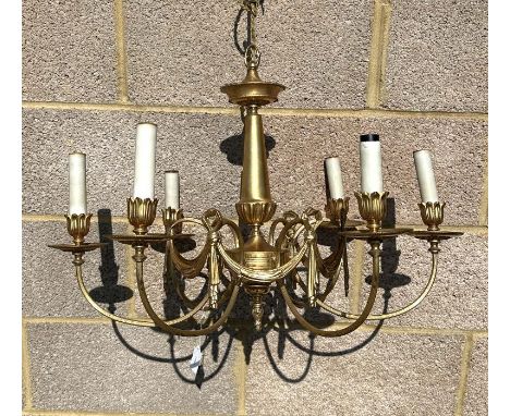 A md 20th century Italian design Gaetano Sciolari (1927-1994) gilt brass six arm ceiling light. 45cm high