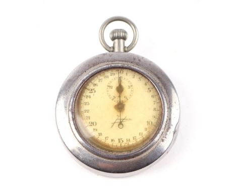 A Junghans torpedo timer stop watch, the white enamel dial signed 'Junghans', with subsidiary seconds dial at 12 0'clock, cas