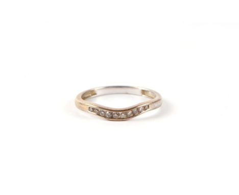 A 9ct gold and diamond wishbone ring, approx UK size 'L', 1.2g.