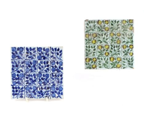Two William de Morgan tiles with impressed marks to the undersides, each 16 by 16cms (2).