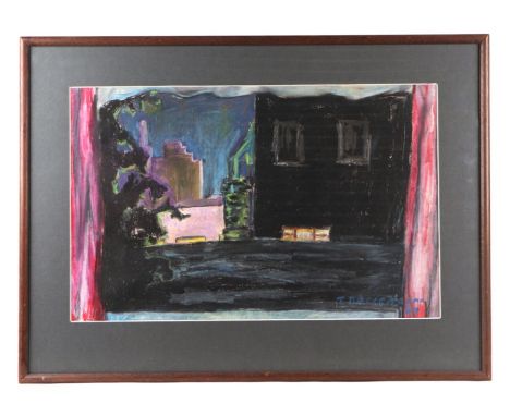 Tomaso Bacigalupo - Chelsea at Night - signed &amp; dated '69 lower right, pastel, Chelsea Art Society label to verso, framed