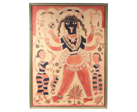 Indian school - Portrait of a Multi Armed Deity with its Attendants - watercolour, framed &amp; glazed, 55 by 76cms.
