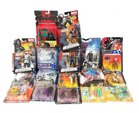 Kenner Hasbro Batman and Super Hero figures x 17 including Jet Pack Joker, Man-Bat, Catwoman, Green Lantern, Dr Doom, Deadpoo