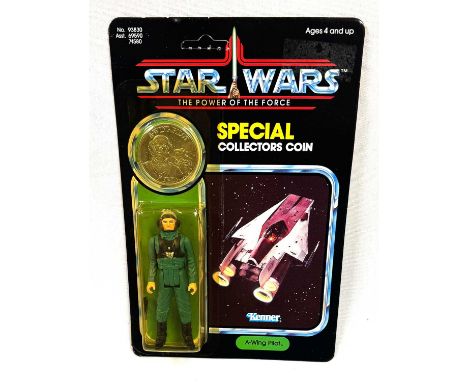 Kenner Star Wars vintage The Power of the Force A-Wing Pilot 3 3/4" figure, Mint, within Good (dented and yellowed) bubble, u