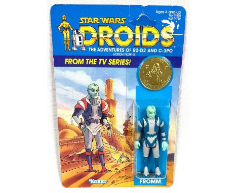 Kenner Star Wars vintage Droids Tig Fromm 3 3/4" figure, Mint, within Near Mint bubble, upon Good (sticker tare and creasing)