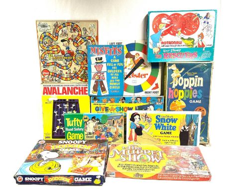 Selection of vintage Board Games including Avalanche, The Rescuers, Chadd Valley Give-A-Show Projector (missing projector), T