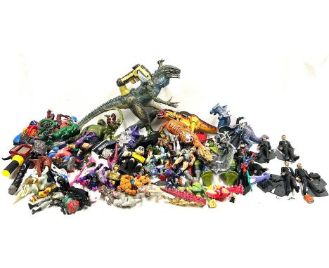 Large quantity of TV &amp; Film related action figures including Reservoir Dogs, Action Man, The Hulk, Batman, Spider-man, WW