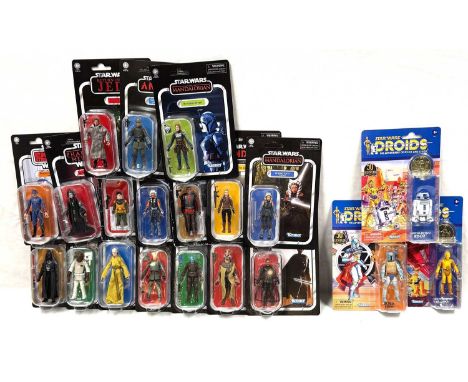 Kenner Hasbro Star Wars Vintage Collection, Retro and Droids 3 3/4" figures x 20 including Boba Fett, Ahsoka Tano, Bo-Katan K