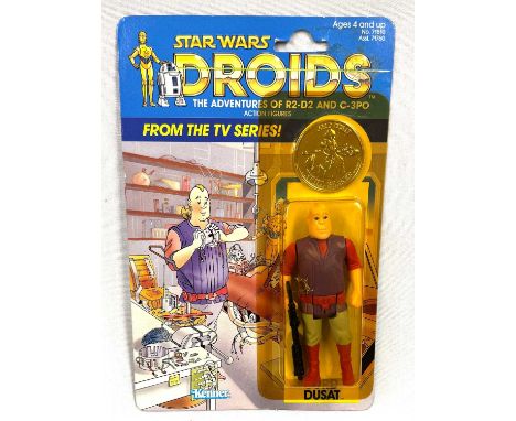 Kenner Star Wars vintage Droids Jord Dusat 3 3/4" figure, Mint, within Excellent (yellowed) bubble, upon Excellent (light sur