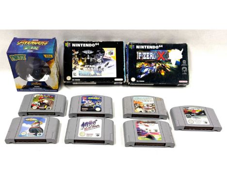 Nintendo 64 games including Mario Kart 64 (Unboxed), Star Wars Shadows of the Empire (Boxed, with Manual), F-Zero X (Boxed, w