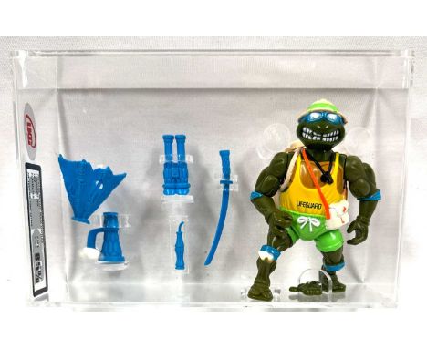 Playmates vintage Teenage Mutant Ninja Turtles Lifeguard Leo figure UKG graded 85% Figure 90 Paint 85