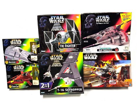 Kenner Star Wars modern vehicles x 6 including TIE Fighter, T-16 Skyhopper, Cloud Car, Airspeeder and Desert Landspeeder, all
