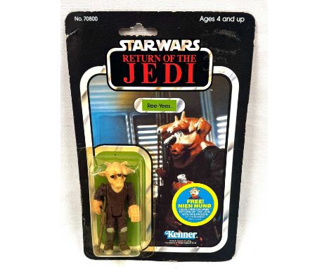Kenner Toltoys Star Wars vintage Return of the Jedi Ree-Yees 3 3/4" figure, Mint, within Good (yellowed and PARTIAL RESEAL) b