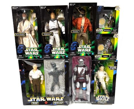 Kenner &amp; Gentle Giant Star Wars figures x 8 including 3 3/4" figure &amp; coin sets x 2, 12" figures x 4 and Gentle Giant
