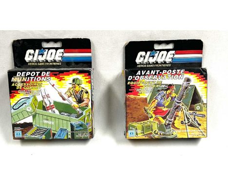 Hasbro GI-Joe vintage accessory sets x 2, Munitions Depot, Near Mint (missing stands), within Good opened packaging and Obser