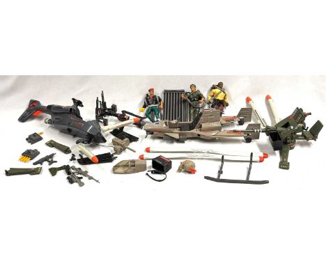 A selection of Coleco vintage Rambo figures, vehicles and accessories, all generally Good, SEE PICTURES (qty)