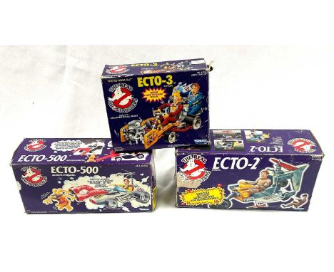 Kenner The Real Ghostbusters vintage vehicles x 3 including ECTO-3, Near Mint complete, within Fair to Good opened box, inclu