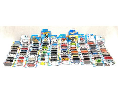 Mattel Hot Wheels vehicles x 100 including 70 Dodge Charger, Lotus Esprit S1, Volkswagen Beetle, 2018 Honda Civic Type R, Sti