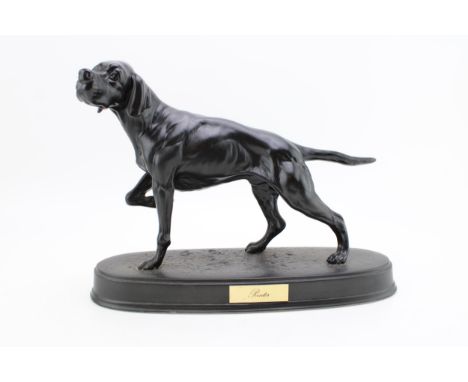 Beswick matt black Pointer dog on ceramic base.  In good condition with no obvious damage or restoration.