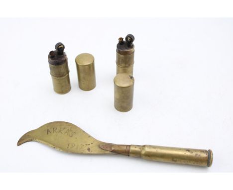 World War One trench art to include a cutlass and two lighters, 'Arras 1917' (3).