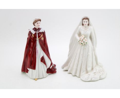 Royal Worcester figure 'Her Majesty The Queen II' together with Royal Worcester figure 'In Celebration of The Queen 80th Birt