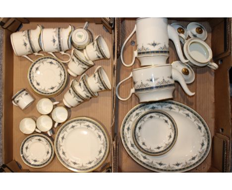 A collection of Minton Grasmere tea ware items to include tea pot and coffee pot, two cream, sugar, five coffee cans, six tea