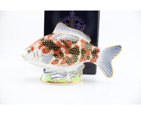 A boxed Royal Crown Derby Koi Carp paperweight, exclusive edition of 2500. Height 11cm.  Of first quality, free of damage or 