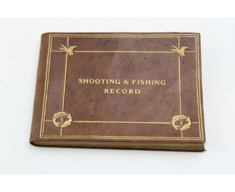 Vintage leather bound Shooting &amp; Fishing Record book / diary, without entries, 13cm wide.