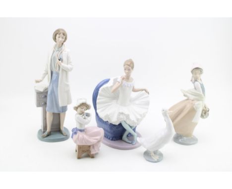 Nao figures to include a girl on an armchair, a nurse and 3 others (5).  In good condition with no obvious damage or restorat