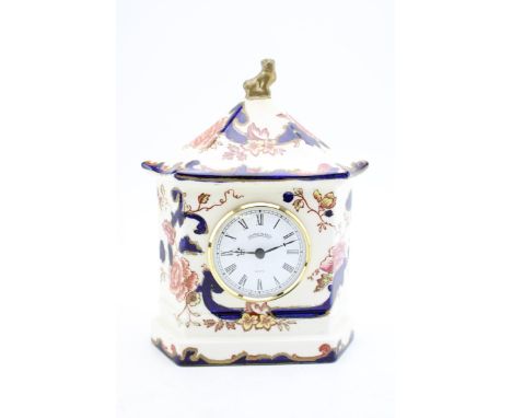 Mason's Mandalay mantle clock.  In good condition with no obvious damage, finial either overpainted or restored.