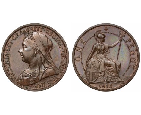 Victoria (1837-1901), pattern bronze Penny, 1895, toothed borders, older veiled bust with coronet left, T.B. below for design